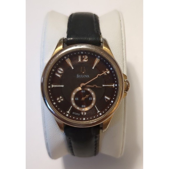 Bulova Adventure Rose Gold Dial Leather Ladies Watch 97L113
